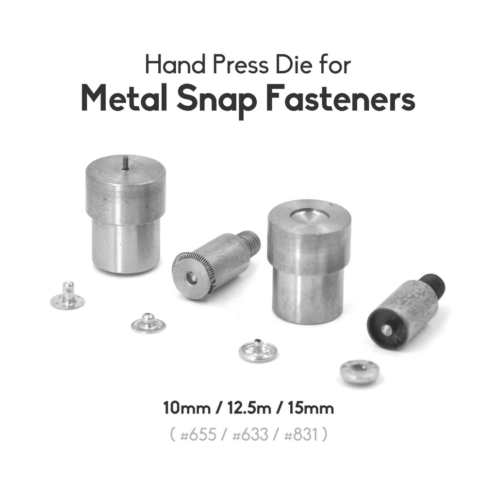 Hand Press Die สําหรับโลหะ Snap Fasteners การตั้งค่าเครื่องมือสําหรับ Press Studs Snap ปุ่ม Die 10 มม., 12.5 มม., 15 มม.