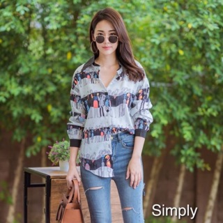 เสื้อเชิ้ตปกดำลายเก๋