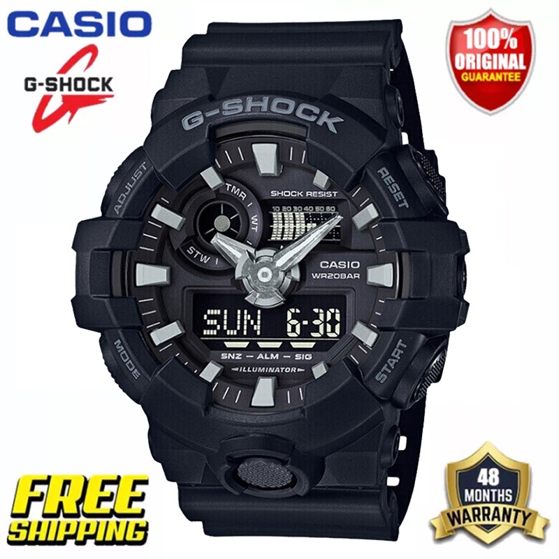 Gshock GA-700-1B นาฬิกาสปอร์ต ga700 สีดําคลาสสิกนาฬิกากันน้ําแฟชั่นสายนาฬิกาเรซิ่น P256