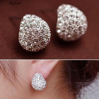 👍💎เครื่องประดับกายของเกาหลี Style Crescent Moon Rhinestone Shining Stud