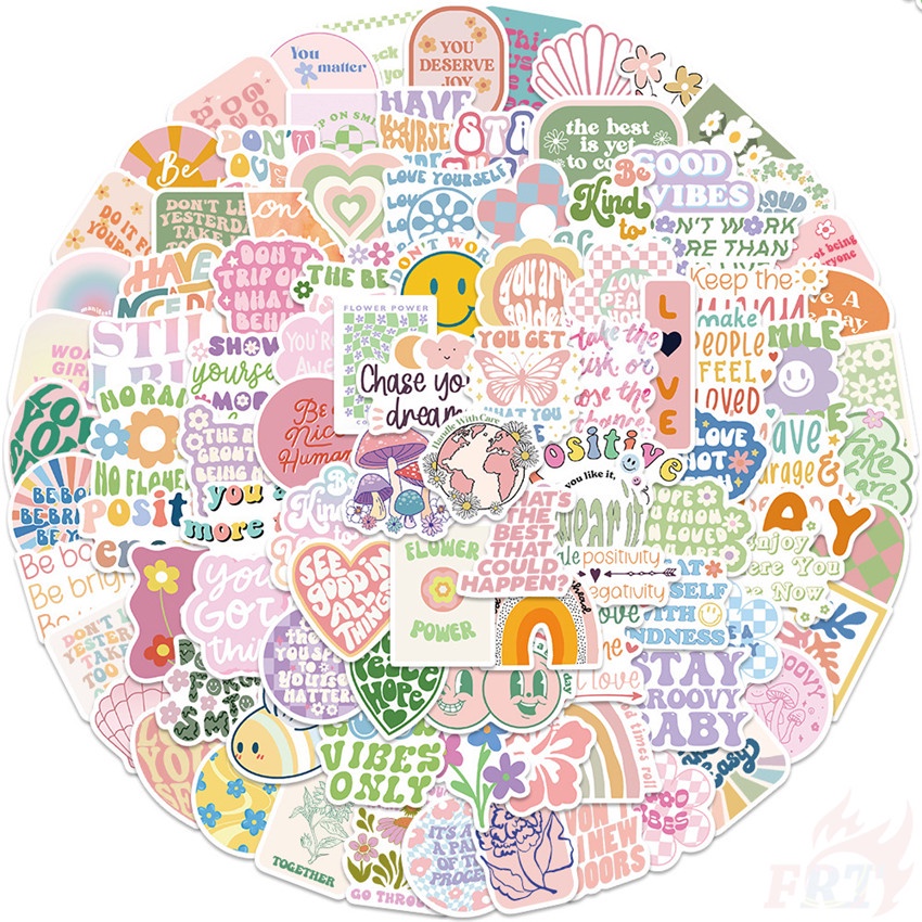 100Pcs/Set ❉ Danish Pastel . Positive Slang Series A Stickers ❉ Waterproof DIY Fashion Decals Doodle Stickers