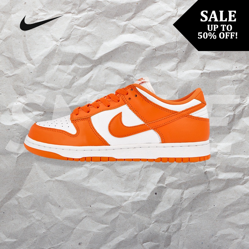 Nike SB Dunk Low รองเท้าผ้าใบหุ้มข้อต่ำสำหรับผู้ชายและผู้หญิงรองเท้าวิ่งรองเท้าผ้าใบสีขาวสีส้ม