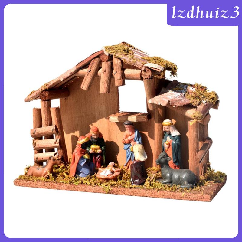 Nativity Figurine Birth of Jesus Set Religious Christian Sculpture Home Tabletop Ornament