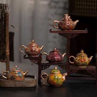 [Clearance treatment] Slightly flawed Yixing purple clay pot, red clay, hand-painted enamel, Xishi teapot, tea set 100cc