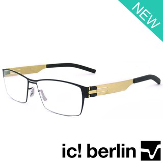 Ic Berlin แว่นตารุ่น 001 C-4 สีดำขาทอง sanetsch กรอบเต็ม ขาข้อต่อ ไม่ใช้น๊อต Eyeglass ทางร้านเรามีบริการรับตัดเลนส์