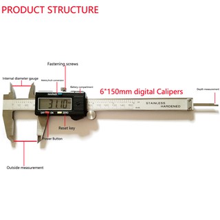 เวอร์เนียร์ ดิจิตอล 6 นิ้ว เวอเนีย เวอเนียร์ เวอร์เนีย Digital Vernier caliper(0-150mm)