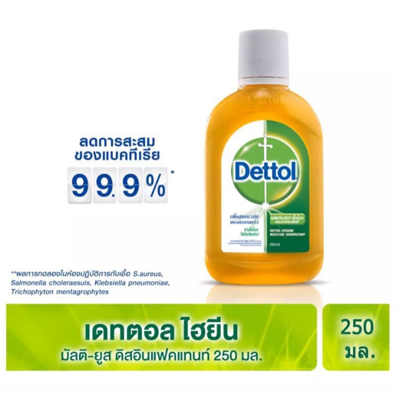 Dettol Hygiene Multi-Use Disinfectant 250ml. น้ำยาถูพื้น น้ำยาฆ่าเชื้อโรค ผลิตภัณฑ์ฆ่าเชื้อโรคอเนกประสงค์เดทตอล 250มล.