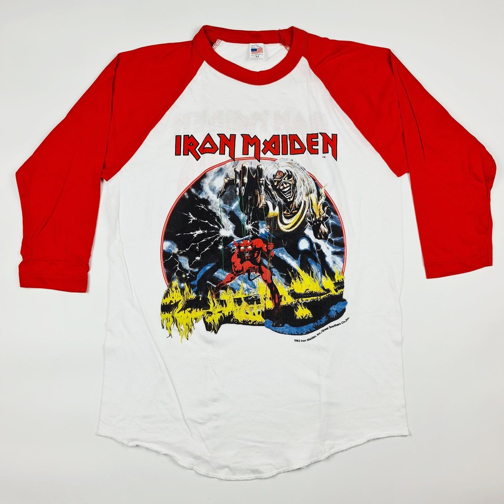 เสื้อยืดแขนสามส่วนวง Iron Maiden World Tour 1982-83 Size.M
