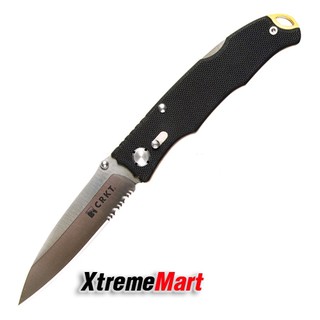 มีดพับ CRKT รุ่น 7266 Lake Bandera Serrated 8Cr14MoV Stainless Steel Blade G-10 Handle Black, Large, ComboEdge, L.B.S.