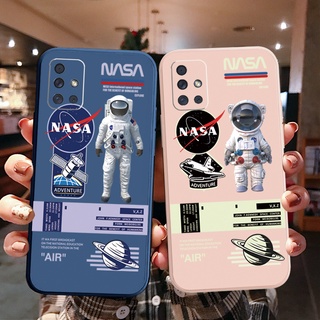 เคสซิลิโคนนิ่ม ขอบตรง ลายนักบินอวกาศ NASA สําหรับ Samsung A31 A32 4G A52 A72 5G A11 A51 A71 A02S A20S