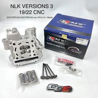 ฝาสูบ 19/22 CNC แบรนด์ NLK version.3  สำหรับ EXCITER150 / Spark135 / Mslaz / R15 เก่า