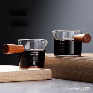 TIMECAFE ถ้วยแก้วเอสเพรสโซ่ ด้ามจับไม้ 70ml-150ml