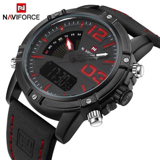 NAVIFORCE นาฬิกาข้อมือควอตซ์ดิจิตอล LED แบบกันน้ำ สไตล์สปอร์ต สำหรับผู้ชาย