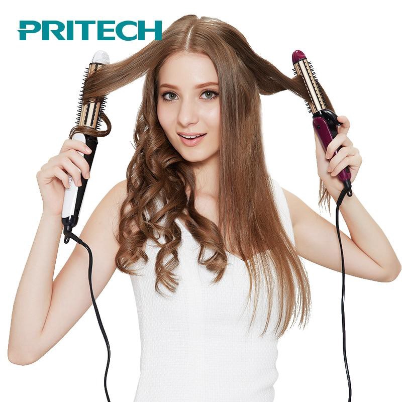 Pritech 3 In 1 Folding Hair Straightener Crimper Curling Iron Hair
