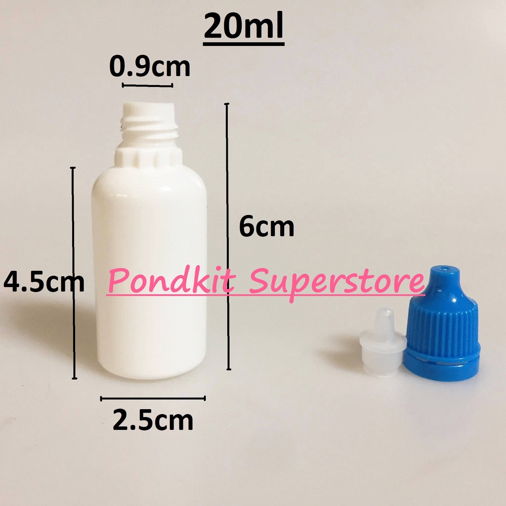 ขวดพลาสติกเปล่าสีขาวทึบ ขวดหยด5/10/20/30ml พร้อมจุกและฝา จำนวน1ชิ้น