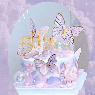 เค้กวันเกิดผีเสื้อ 3D Toppers สําหรับงานวันเกิด งานแต่งงาน Baby Shower