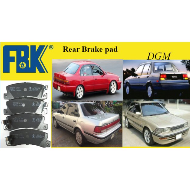 FBK Toyota Corolla AE80 AE90 AE101 1.3 1.6 / Corona ST171 2.0 ผ้าเบรคหลัง (FD2053MS)