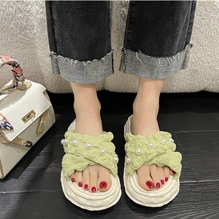 LGShoes รองเท้าแตะแฟชั่นสายไขว้ แต่งด้วยมุกสุดมุงมิ้ง💎น่ารักสดใสมาก ต้องซื้อและซื้อเท่านั้นเลยค่ะ💸