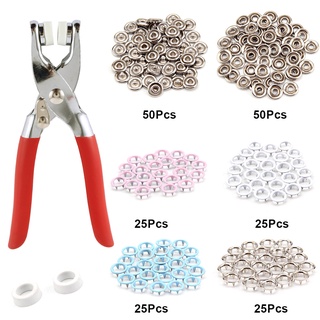 200pcs Snap Fasteners เครื่องมือ ชุด คีมปุ่มสีผสม เครื่องมือ ชุด Grommets Snap Fasteners Kit