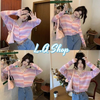 L.A Shop พร้อมส่ง เสื้อคอวีไหมพรมแขนยาว กระดุมน่ารักมากฟิลลูกคุณหนูสีน่ารักเวอร์ "Q520"