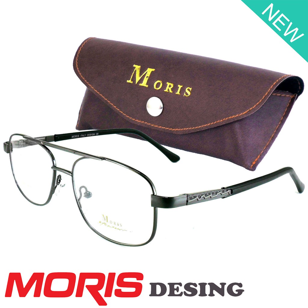 Moris แว่นตา รุ่น 2905 สีเทา กรอบเต็ม ขาสปริง วัสดุ สแตนเลส สตีล (สำหรับตัดเลนส์) กรอบแว่นตา Eyeglas