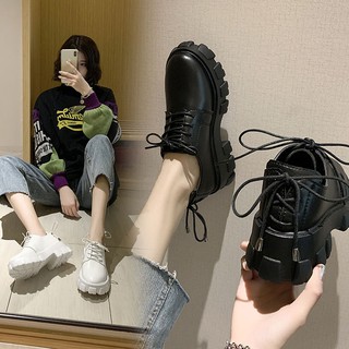 คนดังสุทธิที่มีแพลตฟอร์มเดียวกันรองเท้าหนังขนาดเล็กผู้หญิง 0 เวอร์ชั่นเกาหลีใหม่ของป่าสไตล์อังกฤษรอบนิ้วเ