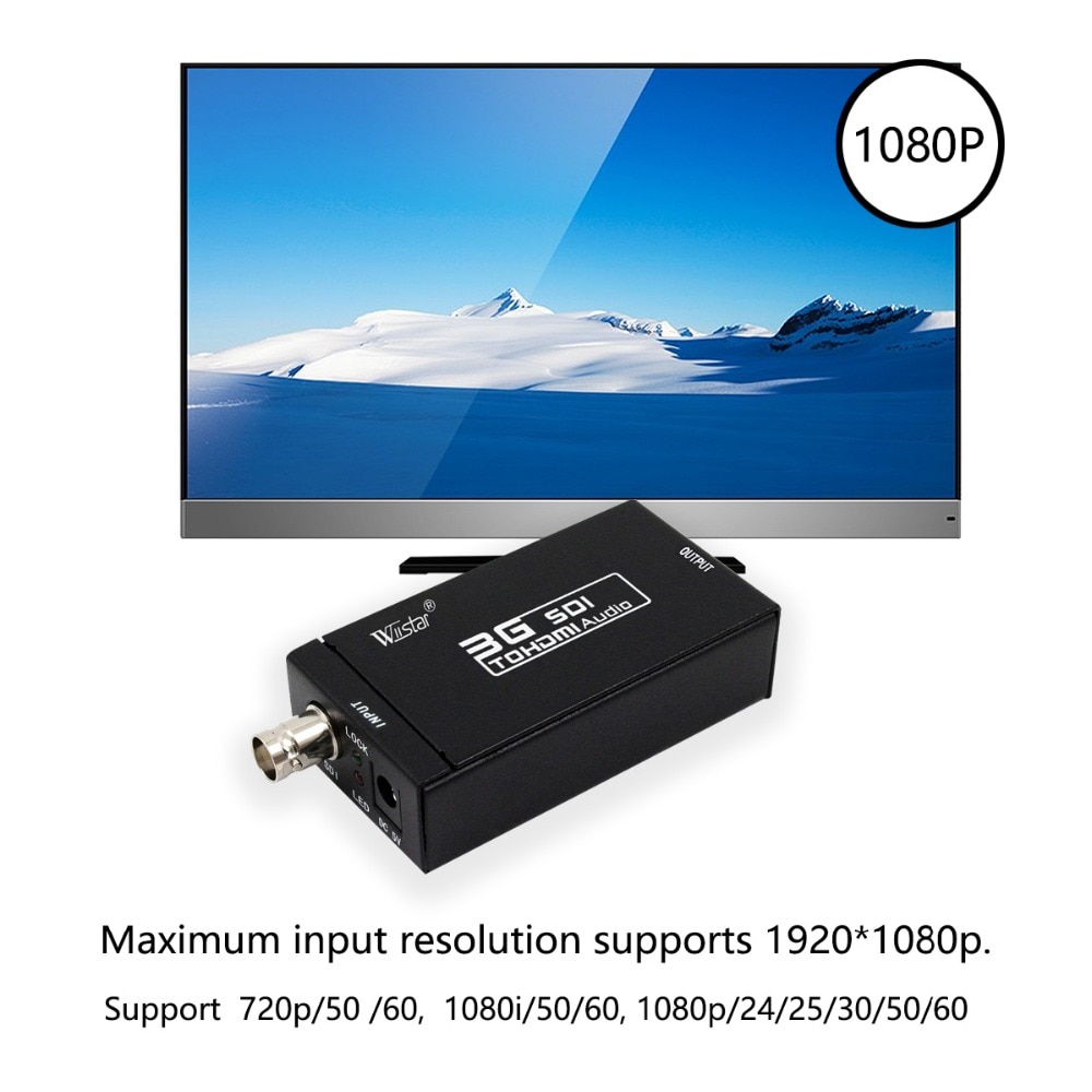 SDI to HDMI Converter Mini 3G SDI HDMI Adapter - Full HD 1080P SDI to HDTV Audio Converter