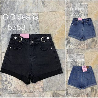 G.D.Jeans 5553#กางเกงยีนส์แฟชั่นขาสั้นผ้ายืดขาพับต่อตาไก่หน้าขอบเอวกางเกงแบบเก๋ๆ