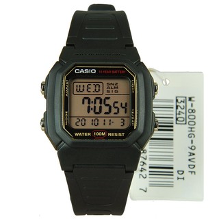 Casio นาฬิกาข้อมือผู้ชาย สีดำ สายเรซิน รุ่น W-800HG-9AVDF, W-800HG-9A,W-800HG