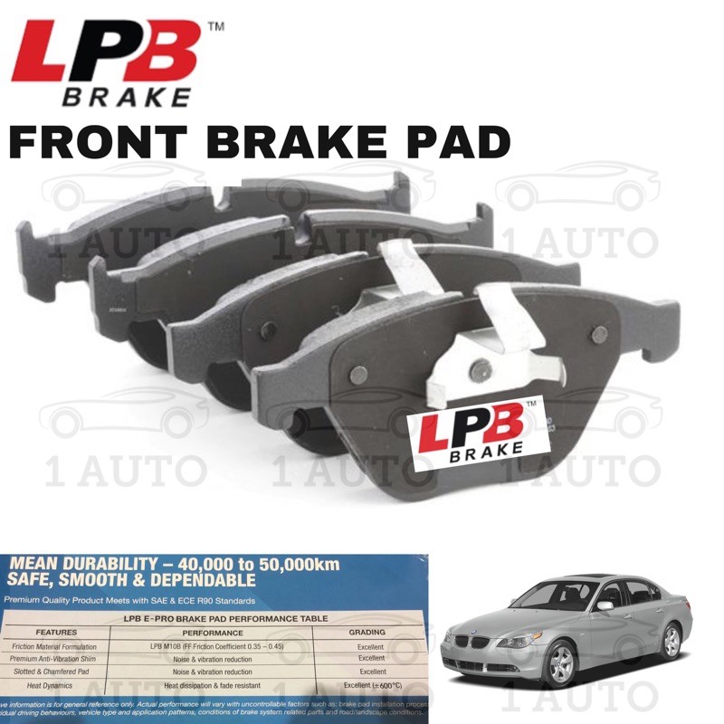 LPB E-PRO SEMI METALLIC ผ้าเบรคหน้า BMW E60 520i 523i 525i 530i 530d E66 730i E63 645Ci E89 Z4 35I E