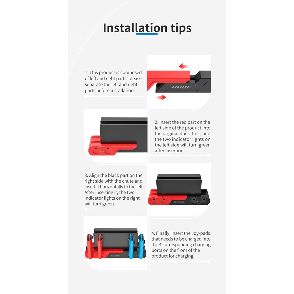 DOBE 6 In 1 Charging Dock for Nintendo Switch (ที่ชาร์จจอยSwitch)(แท่นชาร์จจอยคอน)(แท่นชาร์จจอย)(TNS-0122)
