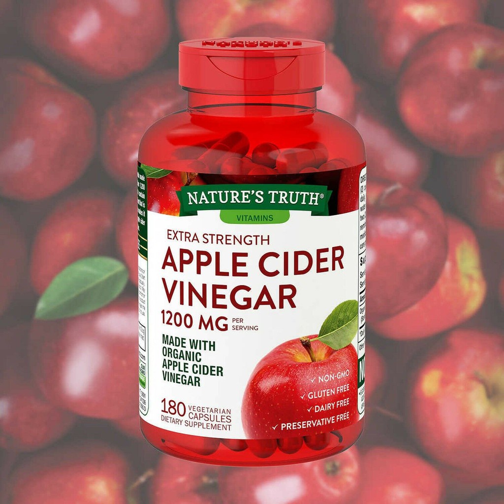 แอปเปิ้ลไซเดอร์ ช่วยลดการอยากอาหาร คุมหิว Nature's Truth Apple Cider Vinegar 1200 mg., 180 เม็ด EX04/23