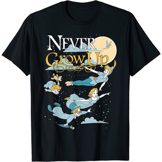 เสื้อยืดคอกลมcrew neckเสื้อยืด พิมพ์ลายตัวอักษร Peter Pan Group Shot Never Grow Up แฟชั่นพรีเมี่ยม สําหรับเด็กผู้ชาย และ