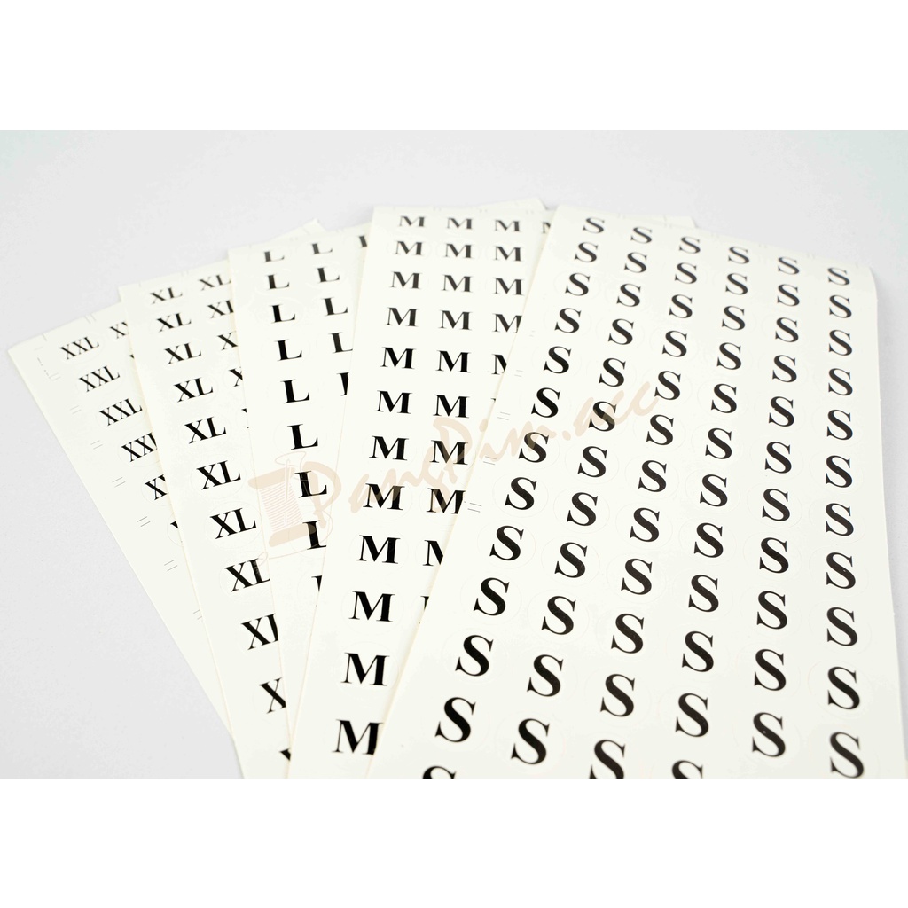 สติกเกอร์ไซส์ ไซส์เสื้อผ้าสติกเกอร์ 102 ดวง/แผ่น (s-xxl) sticker สติกเกอร์ สติกเกอ