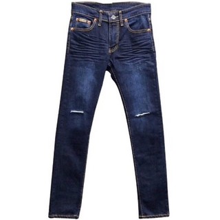 Artery Jeans ยีนส์ผ้ายืด /ขายาวเอวต่ำ /กีดขาดเข่า (สีมิดไนท์บูล) - S