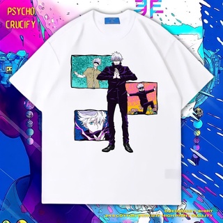 เสื้อยืด ขนาดใหญ่ พิมพ์ลาย Gojo Satoru Psycho Crucify | หินล้างทําความสะอาด | เสื้อยืด พิมพ์ลาย Kaisen Jujutsu | เสื้อยื