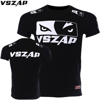 ถูกสุดๆมวยเสื้อผ้าVSZA Fighting TShirts Quick Dry MMA Rashguard Boxing T shirt Men MMA Gym Kickboxing Muay Thai Boxing T