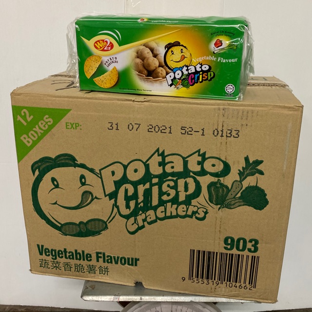 POTATO CRISP CRACKERS!! VEGETABLES สีเขียว.. 1ลัง/12กล่อง ราคาส่ง ยกลัง สินค้าพร้อมส่ง!!