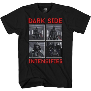 เสื้อยืดคอกลมเสื้อยืด ผ้าฝ้าย พิมพ์ลายกราฟฟิค STAR WARS Darth Vader Dark Side Intensifies สําหรับผู้ชายS-4XL