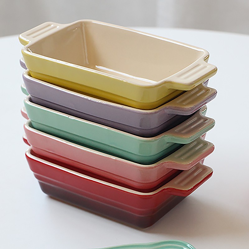 French LE CREUSET Cool Color Stoneware Porcelain Rectangular Grill Plate 14cm32cm Baking Baking