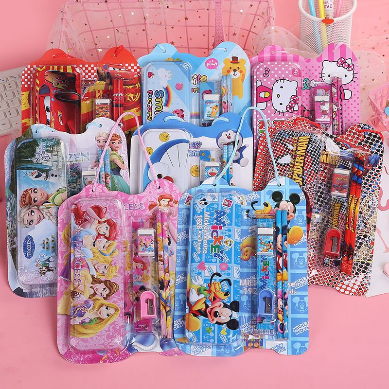 Set Hadiah Alat Tulis Kartun Puteri Frozen – Pensel, Pembaris, Pemadam, Pengasah Hadiah Harijadi -SG