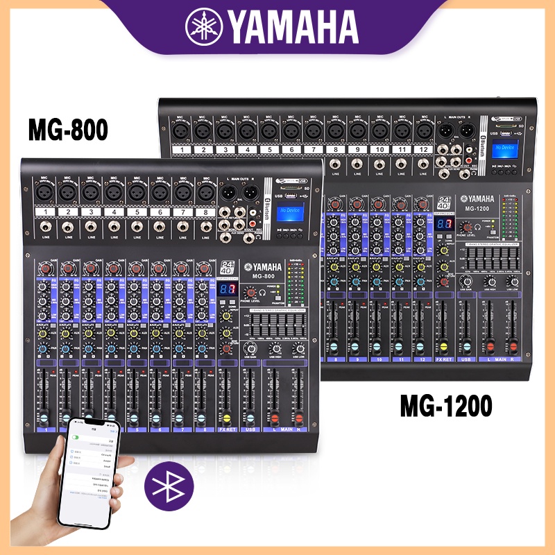 YAMAHAแท้ MG600/800/1200 6/8/12ช่อง มิกเซอร์ มิกเซอร์เอฟเฟค Mixer Bluetooth/USB/MP3/SD/phantom power 48v