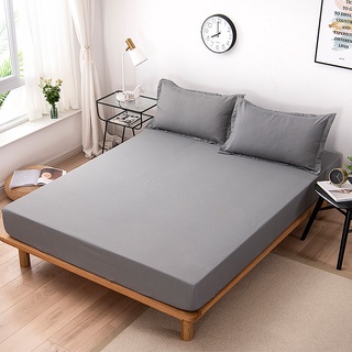 ผ้าปูที่นอน Fitted sheet 3.5 / 5 / 6ฟุต สีล้วน รัดมุม 360องศา.