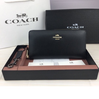 กระเป๋าสตางค์ Coach  52372 กระเป๋าสตางค์ใบยาว กระเป๋าซิป woman long wallet zipper black multi-card slot spot