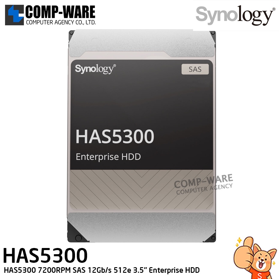 Synology 8TB/12TB/16TB HAS5300 7200RPM SAS 12Gb/s 512e 3.5" Internal Enterprise HDD 5-Years for Syno