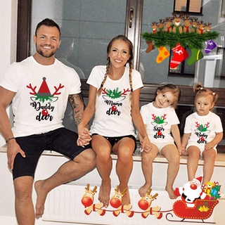 Christmas Deer Family Matching Mom Dad sister brother T-shirt Baby cotton Romper  xmas family Set Christmas Tees 471