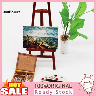 SUN♥1/12 Doll House Paintbox Painting Easel Palette Miniature Art Room Scene Decor