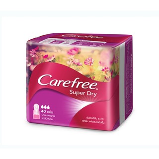 แคร์ฟรี แผ่นอนามัย  ซุปเปอร์ ดราย แบบไม่มีน้ำหอม 40แผ่น carefree