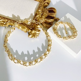 setสร้อยคอ ข้อมือ โซ่สีทอง สไตล์เก๋ออกแบบมาให้เหมาะกับสาวเท่ มีสไตล์