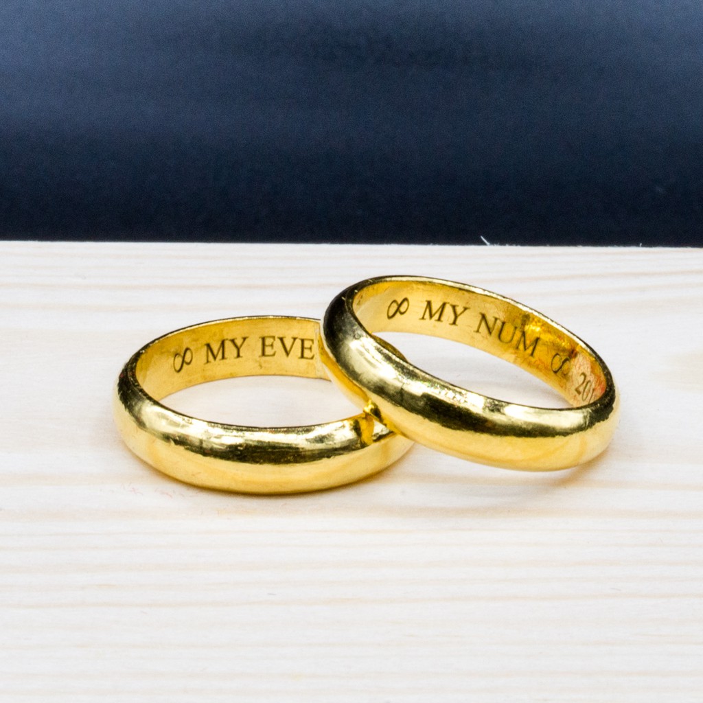 YHLG แหวนทองสลักชื่อ แหวนแต่งงาน [ยิงเลเซอร์] น้ำหนัก 1 สลึง กรณีเลเซอร์แจ้งเบอร์สำหรับติดต่อ